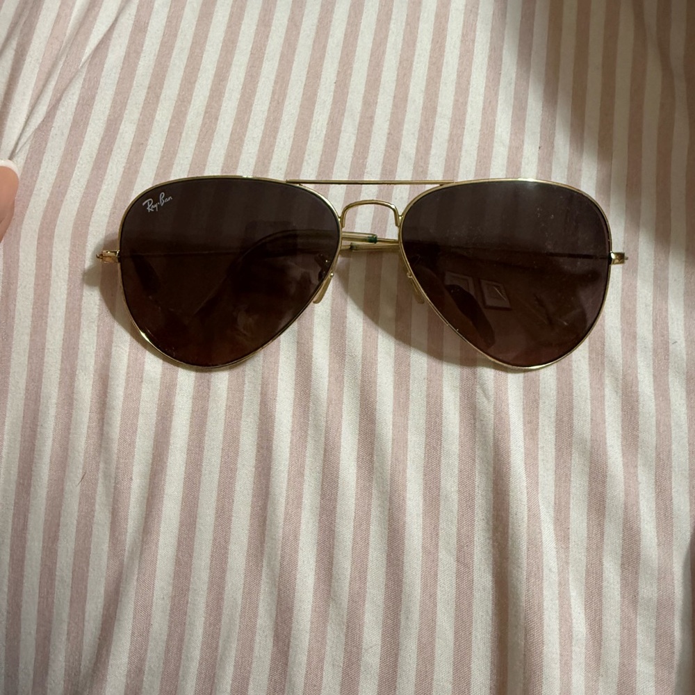 Ray-Ban Gold Frame Sunglasses with Dark Lenses